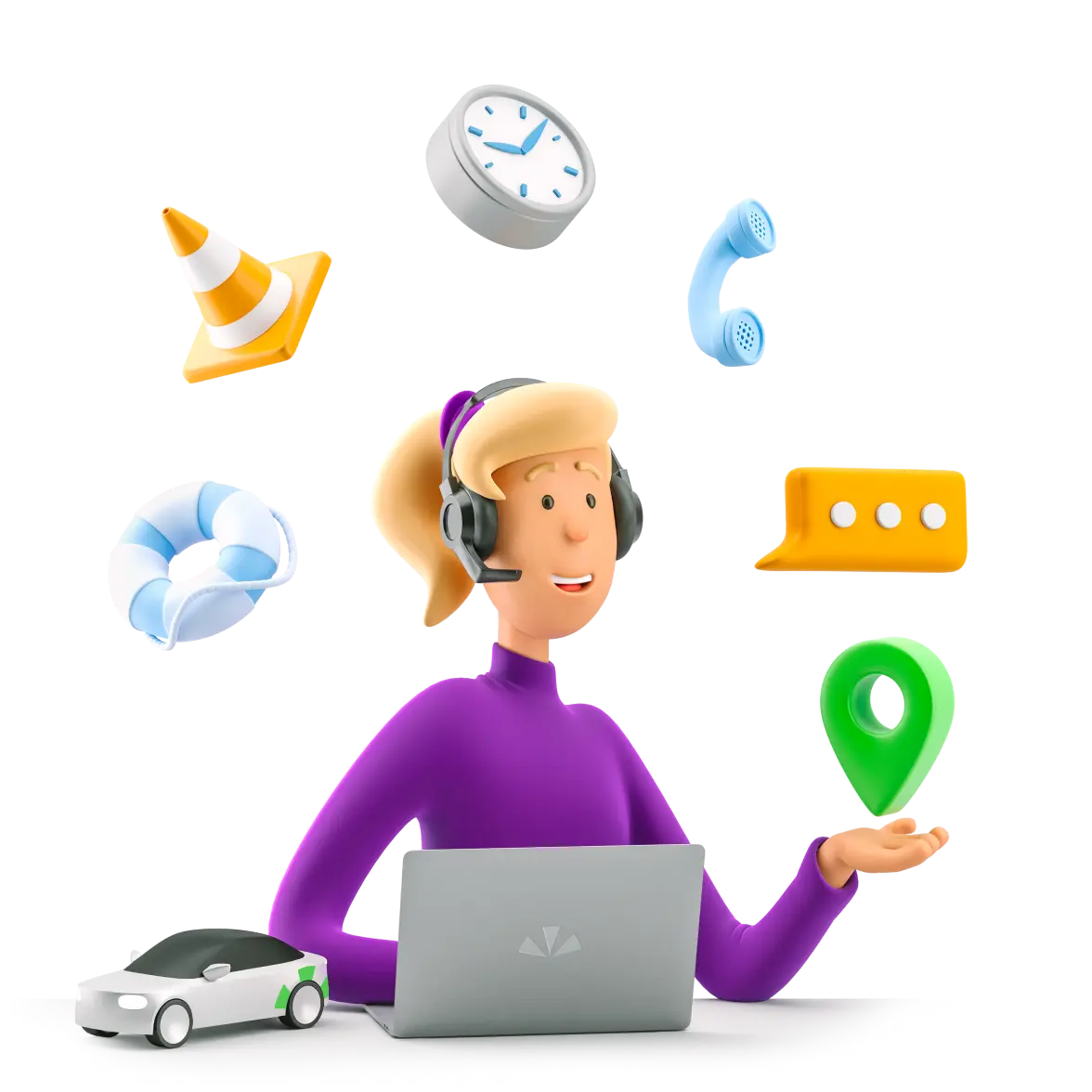 Icon representing car rental assistance, featuring an image of a person holding a smartphone or a customer service representative holding a headset. The image represents the availability of help and support for customers who need assistance with their rental, whether it be with booking, payment, or other inquiries. This icon signifies the service provider's dedication to customer service and their commitment to ensuring a positive and satisfactory rental experience.